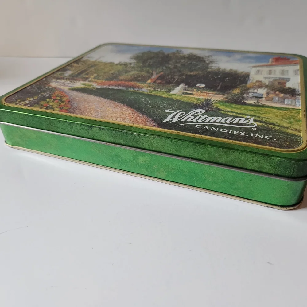 Vintage Whitman's Sampler Tin with Pissaro Graphics and Hinged Lid